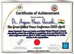 Congratulations to dear Peace and Justice Loving, Dr.Anjum Nazir Qureshi From India 🇮🇳