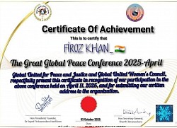 Congratulations to  dear Peace and Justice Loving , Firoz Khan From India 🇮🇳